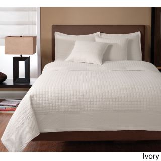 Ivy Hill Essex 100 percent Cotton Quilted square 3 piece Design Quilt Set Ivory Size Full  Queen