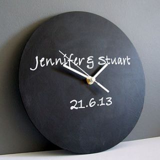 personalised heart or circle blackboard clock by remade