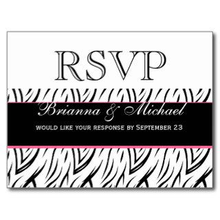 Black and White Reverse  RSVP Wedding Response Postcard