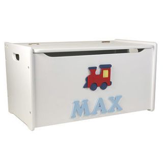 personalised wooden train toy box by pitter patter products