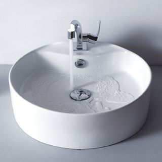 Kraus Bathroom Combo Set White Round Ceramic Sink/typhon Bas inch Faucet
