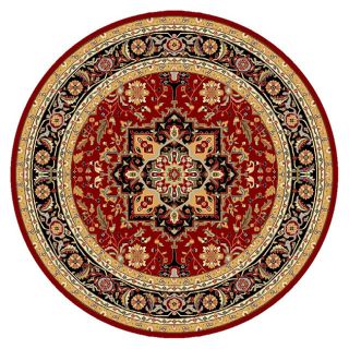 Lyndhurst Collection Traditional Red/black Rug (8 Round)