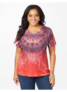 Catherines Plus Size Endless Expression Top   Womens Size 0X, Chili Pepper