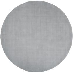 Hand crafted Solid Grey/blue Ridges Wool Rug (8 Round)