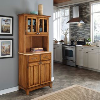 Cottage Oak Hutch Buffet With Wood Top