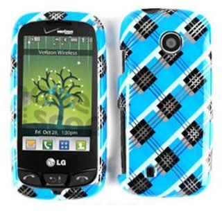LG COSMOS TOUCH UN 270 BLUE BLACK PLAID TP CASE ACCESSORY SNAP ON PROTECTOR Cell Phones & Accessories