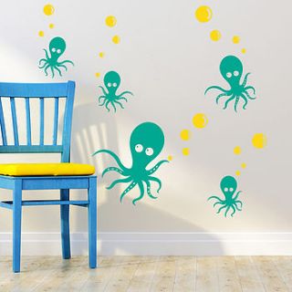 octopus family wall sticker decals by snuggledust studios