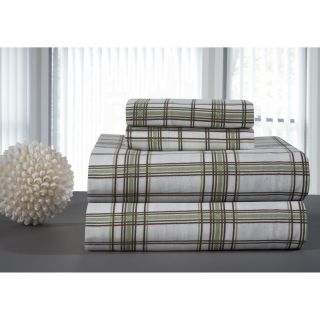 Pointehaven Solid And Print Heavyweight 100 percent Cotton Flannel Sheet Set Green Size Full