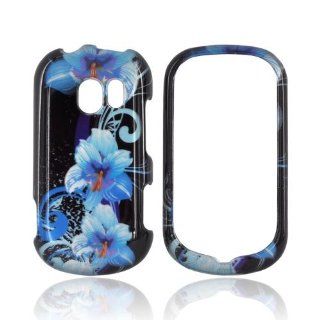 For LG Extravert VN271 Blue Flowers on Black Hard Plastic Shell Case Snap On Cover Cell Phones & Accessories