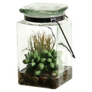 Easter Grass and Sedum in Glass Jar