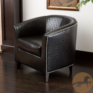 Christopher Knight Home Mia Black Bonded Leather Quilted Club Chair