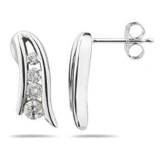 Round Cut Diamond Journey Stud Earrings Jewelry