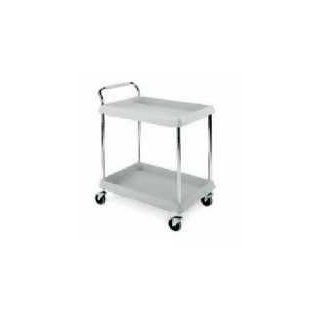 Metro Deep Ledge Series Polymer Utility Cart with 4 Swivel Casters, 2 Shelves, 400 lb. Total Capacity, 41" Height x 27" Width x 38 3/4" Length, Gray