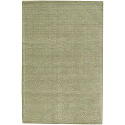 Hand tufted Contemporary Mandara Green New Zealand Wool Rug (7 X 10)