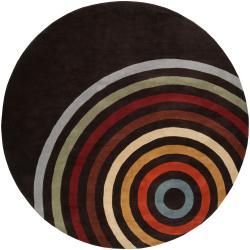 Hand tufted Black Contemporary Multi Colored Circles Arnott Wool Geometric Rug (4 Round)