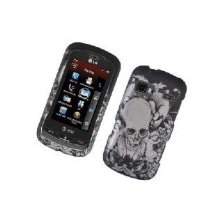 LG Rumor Reflex LN272 Xpression C395 Black White Skull Angel Cover Case Cell Phones & Accessories