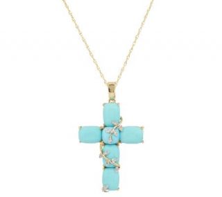 Sleeping Beauty Turquoise Cross Enhancer on 18 Chain 14K Gold —