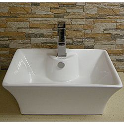 Contemporary Vitreous china White Vessel Sink