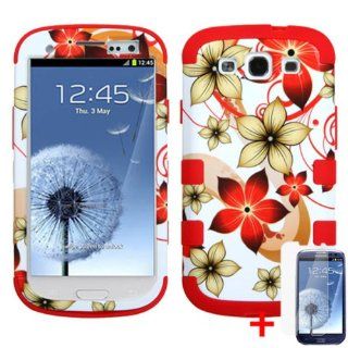 SAMSUNG GALAXY S3 I9300 RED ORANGE FLOWER ORANGE HYBRID COVER HARD GEL CASE +FREE SCREEN PROTECTOR from [ACCESSORY ARENA] Cell Phones & Accessories