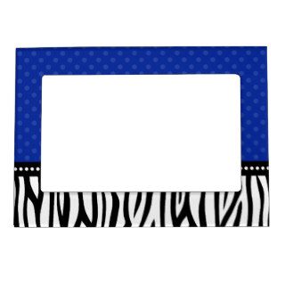 Blue and Black Zebra Polka Dot Picture Frame Magnets