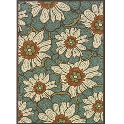 Blue/ Brown Floral Outdoor Area Rug (25 X 45)