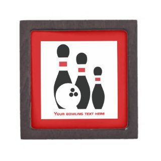 Bowling ball and pins black red custom premium gift boxes