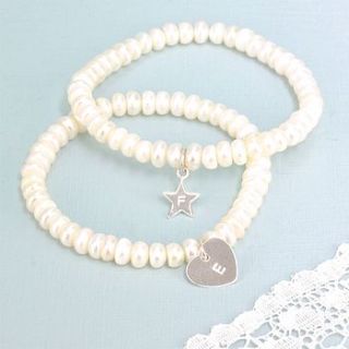 button pearl bracelet with initial by lisa angel