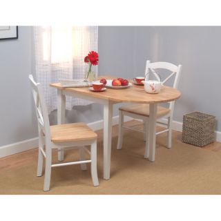 None Country Cottage Drop Leaf Dining Set White Size 3 Piece Sets