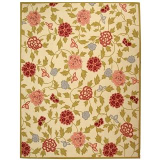 Traditional Hand hooked Garden Ivory Wool Area Rug (39 X 59)