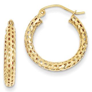 3mm, Round Mesh Hoop Earrings in 14K Yellow Gold, 20mm (3/4") Jewelry