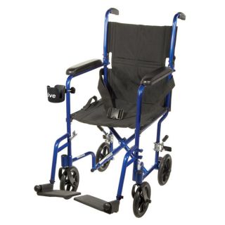 Deluxe Lightweight Aluminum Blue Transport Wheelchair