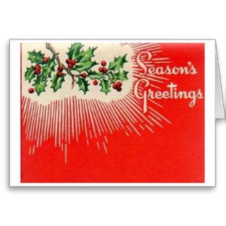 vintage 1940s seasons greetings red retro greeting cards