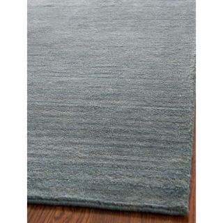 Loomed Knotted Himalayan Solid Blue Wool Rug (5 X 8)