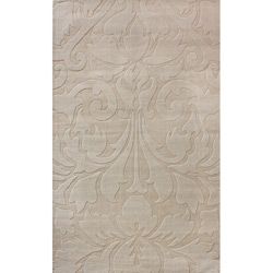 Nuloom Handmade Neutrals And Textures Damask Sand Wool Rug (4 X 6)