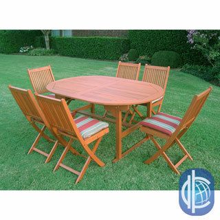International Caravan International Caravan Royal Tahiti Palma Seven Piece Outdoor Dining Group Oval Butterfly Extension Table Brown Size 7 Piece Sets