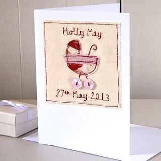 personalised embroidered baby girl card by milly and pip