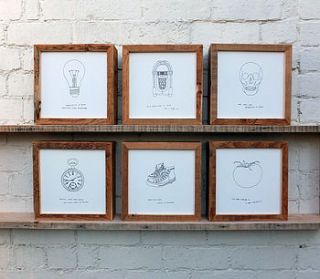 framed hand drawn art prints; reclaimed wood by coulson macleod