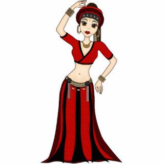 Tribal Gypsy Bellydancer in Red and Black Costume Photo Cut Outs