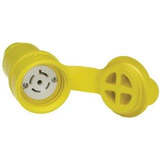 Woodhead 27W82 Watertite Wet Location Locking Blade Connector, 3 Phase, 5 Wires, 4 Poles, NEMA L22 20 Configuration, Yellow, 20A Current, 277/480V Voltage Electric Plugs