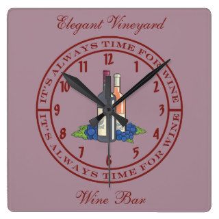 Personalized Vineyard Grapes Wine Or Home Bar Wall Clock