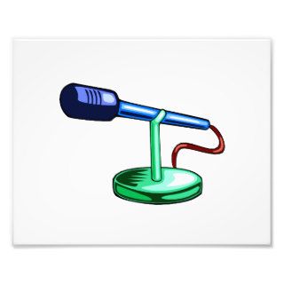 Microphone Small Stand Blue and Green Graphic Photo Art