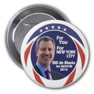 Bill de Blasio NYC Mayor 2012 Buttons