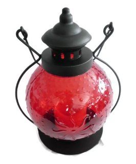 Shop 11" Ruby Red Molded Glass Lantern with Flameless LED Pillar Candle at the  Home Dcor Store