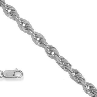 14K White Gold 1.5 mm (1/16 Inch) Light Sparkle Rope Chain Necklace 18" w/ Lobster Claw Clasp Jewelry