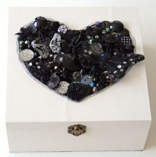 personalised large black heart keepsake box by ava.p