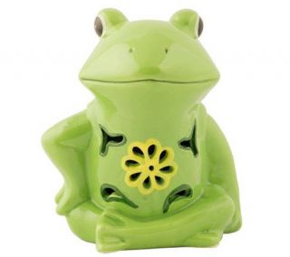 Solar Garden Light Ceramic Frog —