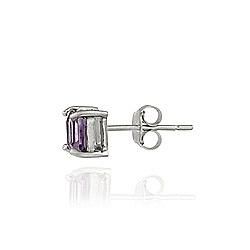 Glitzy Rocks Sterling Silver Square Amethyst Solitaire Earring and Necklace Set Glitzy Rocks Jewelry Sets
