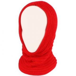 4 1 Chunky Knit Pullover Beanie Headscarf Circle Loop Neckwarmer Scarf Hat Red