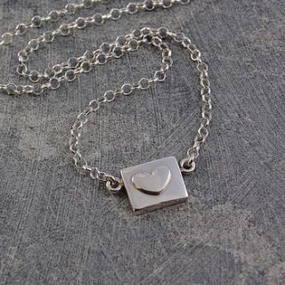 sterling silver raised square heart necklace by otis jaxon silver and gold jewellery