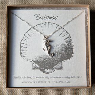 bridesmaids silver seahorse necklace by wedding in a teacup